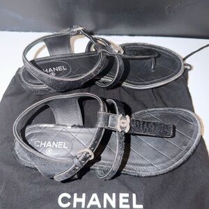 CHANEL Black Quilted Sandals